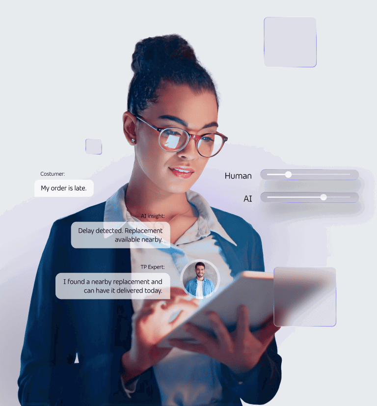 Customer seeking support through an agentic AI chat experience.