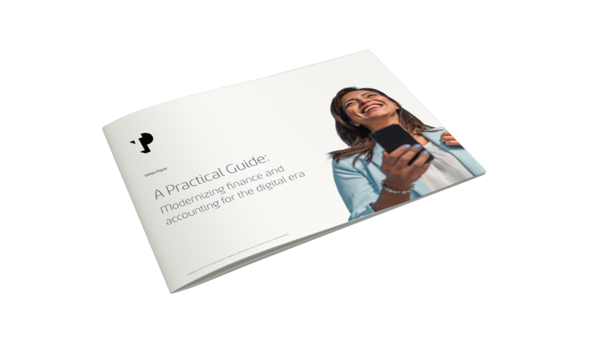 Mockup of a white paper on modernizing finance and accounting for the digital age.