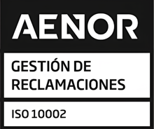 AENOR ISO 10002 international standard award badge earned by TP in Colombia and Peru.