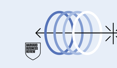 Abstract graphic with rings and arrows illustrating a TP and Harvard Business Review white paper.