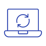 Laptop with refresh icon representing equipment updates