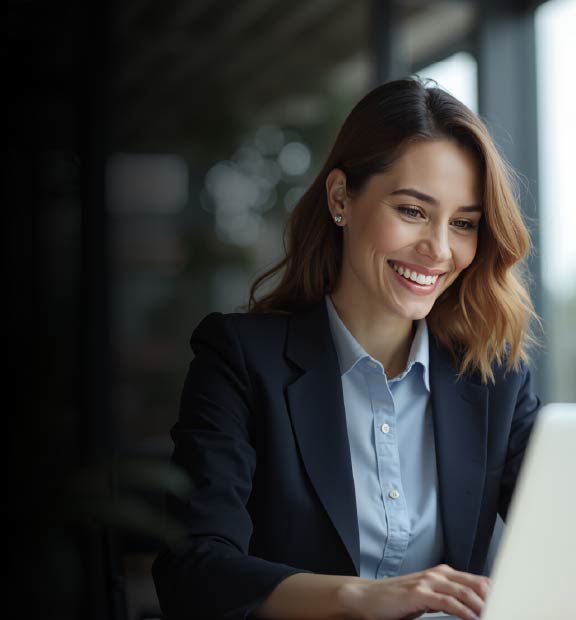 Mujer ejecutiva trabajando con una lapto