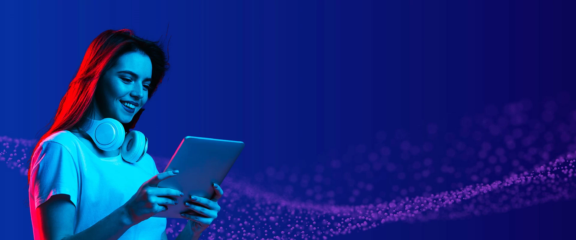 Girl playing on tablet