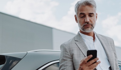 Man browsing smartphone