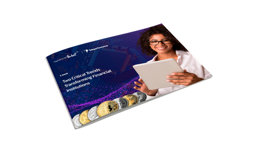 Two Critical Trends Transforming Financial Institutions white paper mockup. 