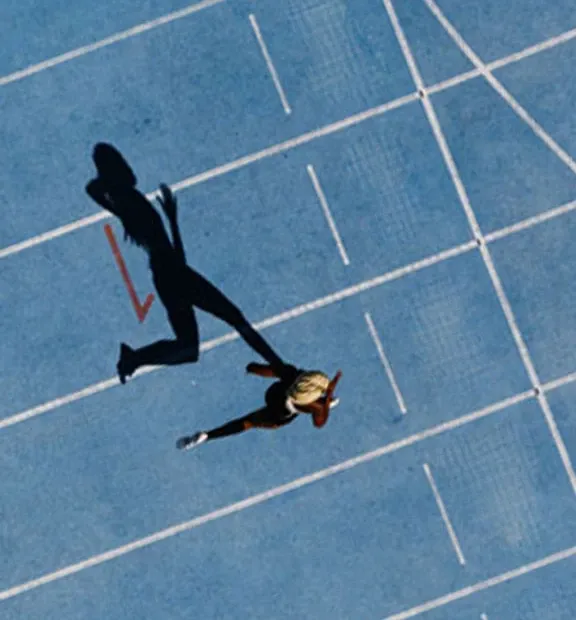 Marathon runner crossing the finish line