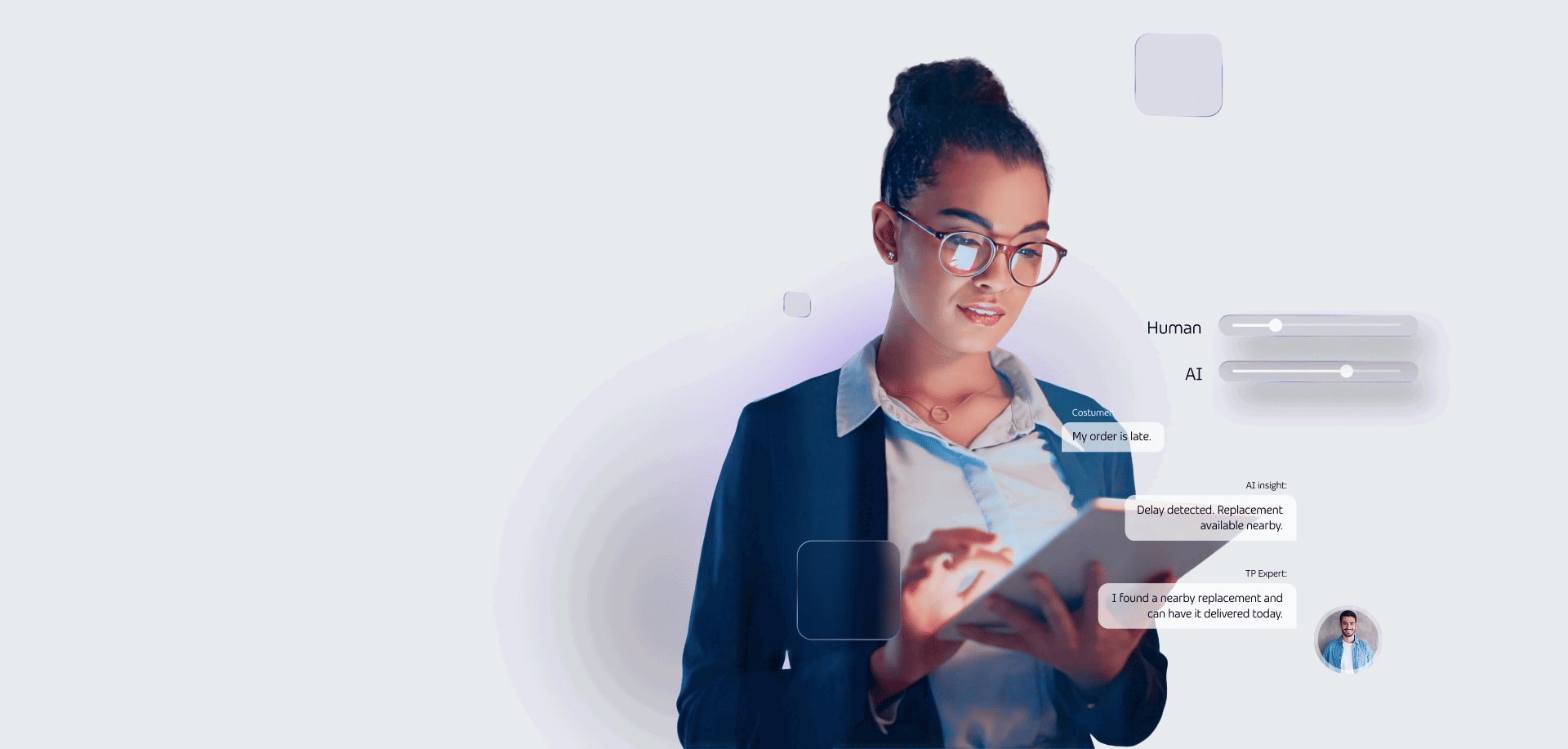 Customer seeking support through an agentic AI chat experience.