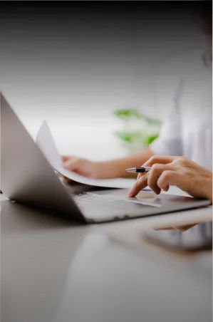 Person working on a laptop