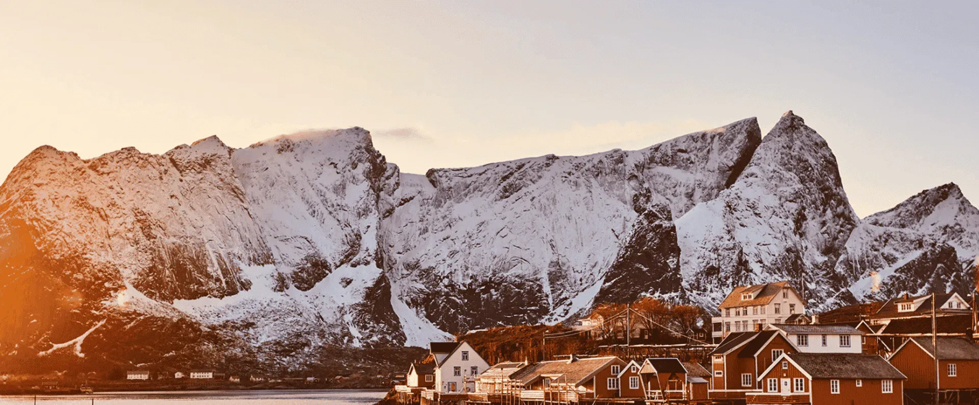 Traditional town in Norway during winter