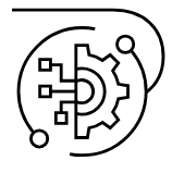 Digital and mechanical integration icon representing automated processes.