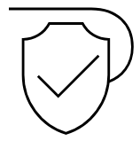 Shield icon with checkmark representing security and protection.