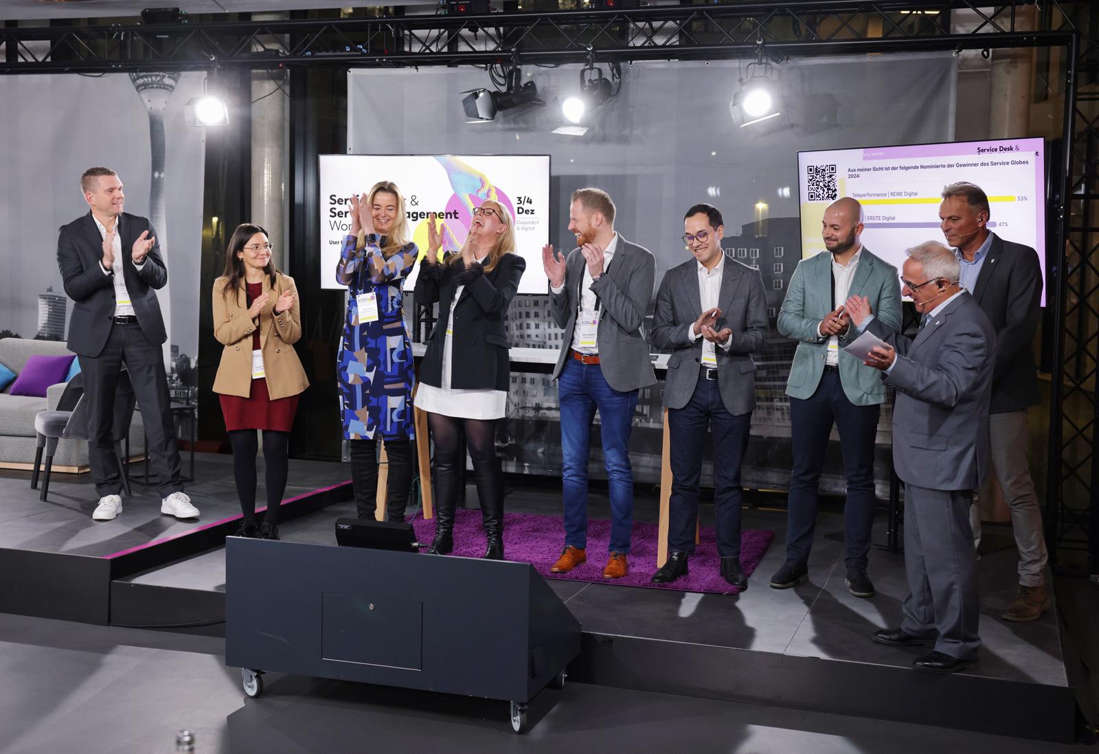 Professional receiving an award at a business event