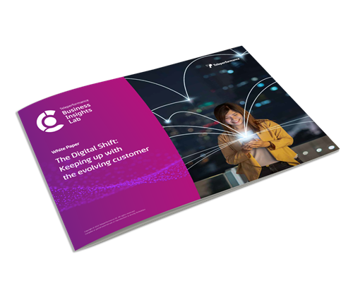 The Digital Shift: Keeping up with the evolving customer white paper mockup. 