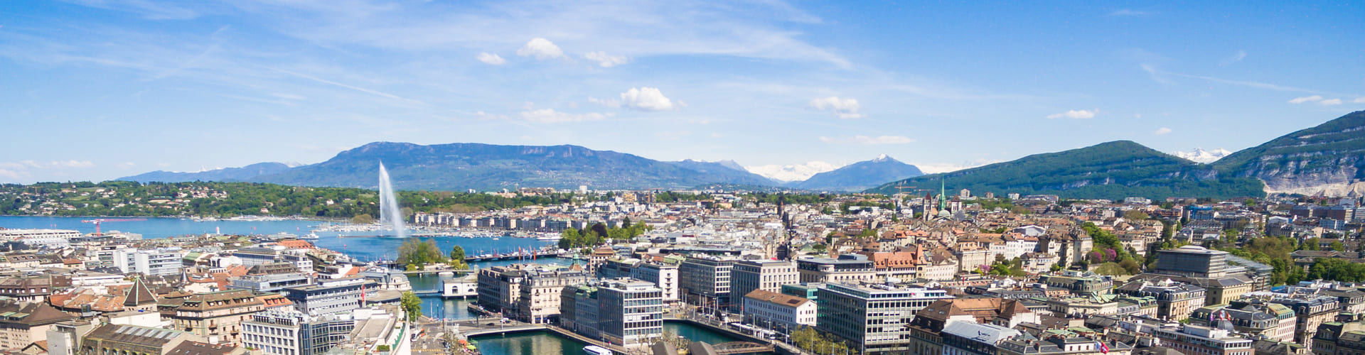 Aerial view of Lake Leman - city of Geneva in Switzerland