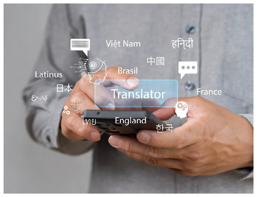AI-powered translation technology connects people across global languages.
