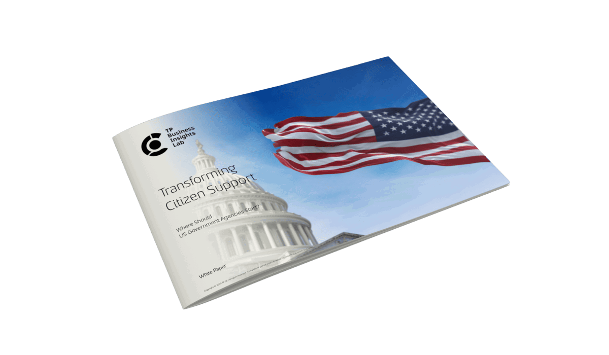 U.S. flag waving, representing B2B strategies for transforming citizen support in government services.