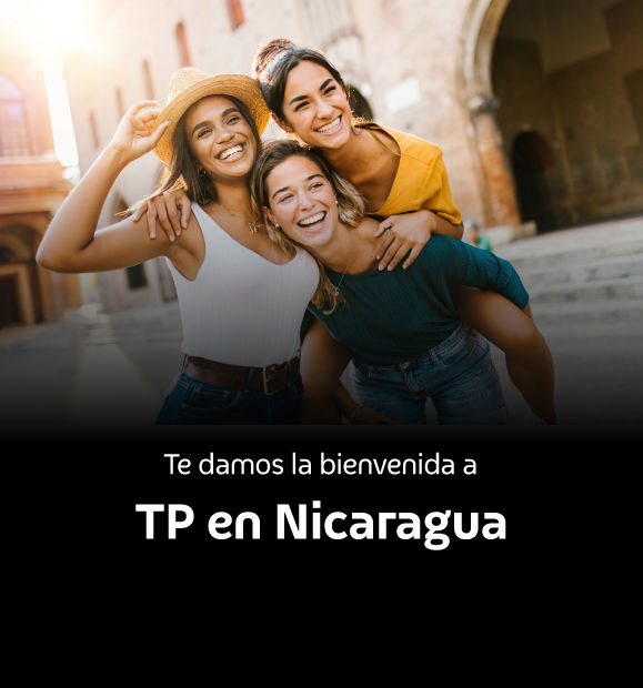 TP Nicaragua welcome banner showing young women enjoying time outdoors.