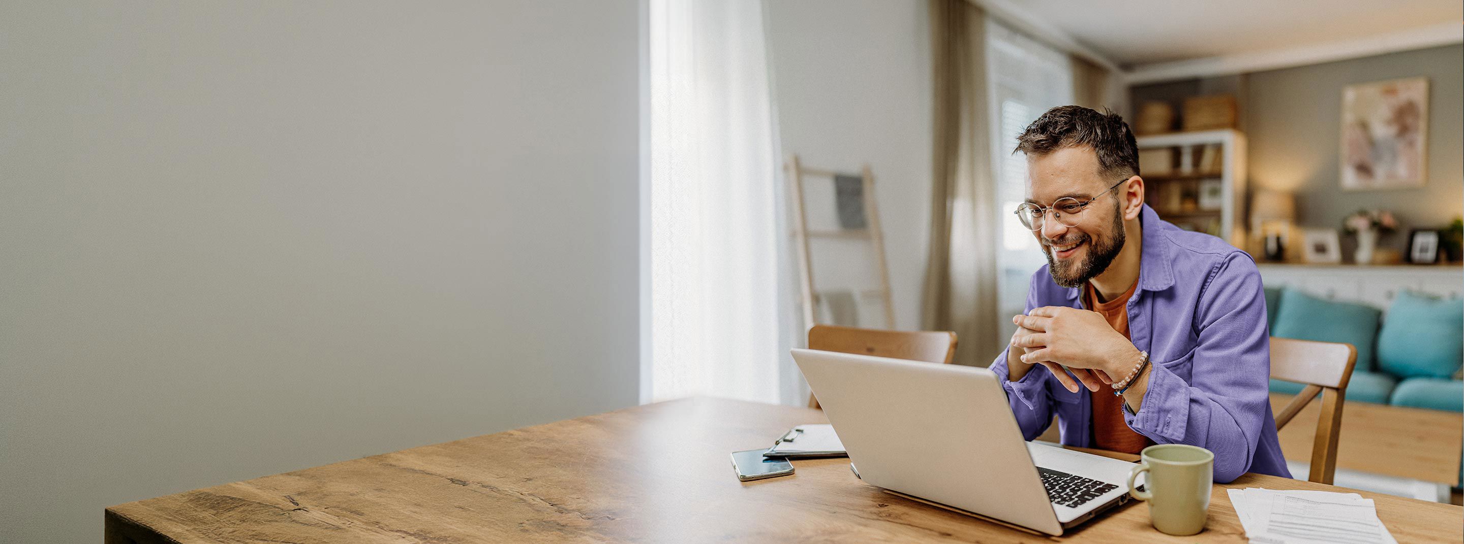 Professional working productively and comfortably from home.