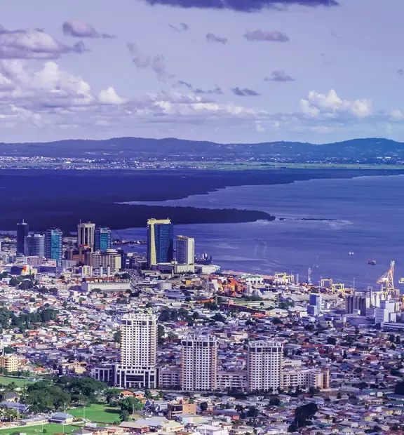 Panoramic view of Port of Spain, Trinidad and Tobago.