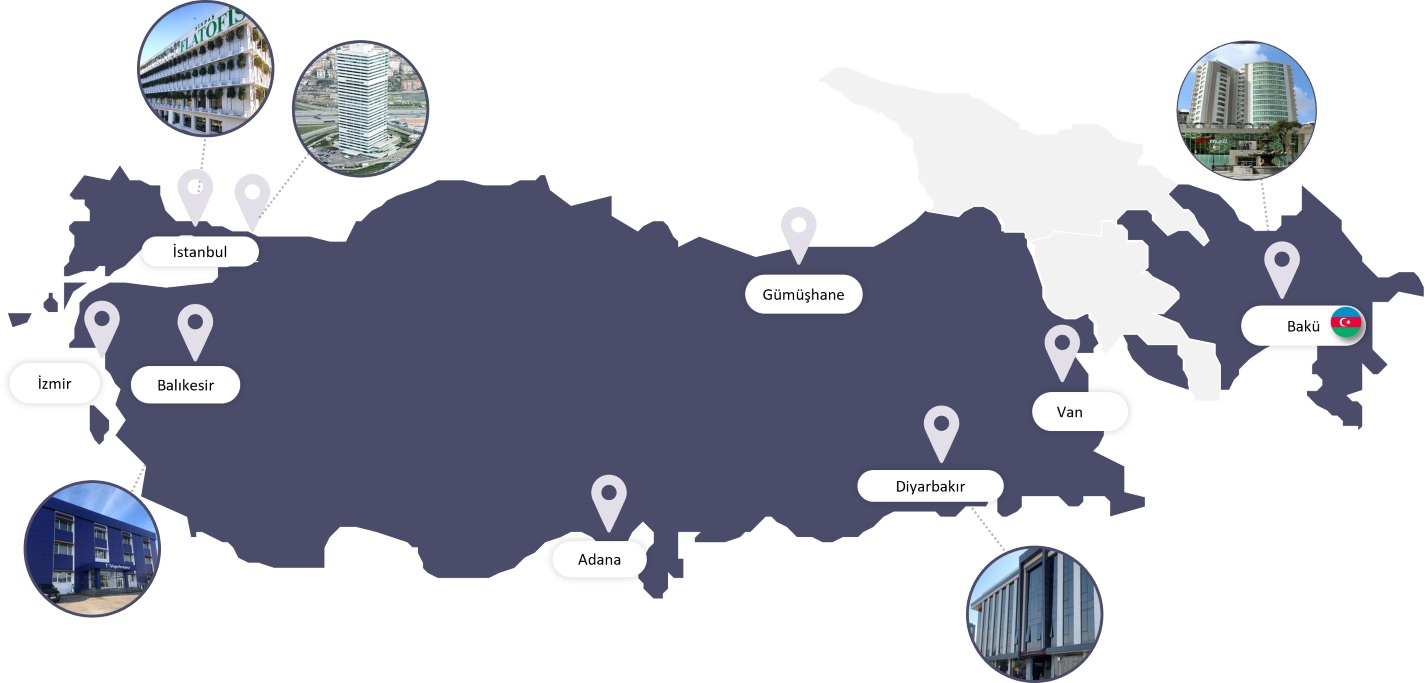 Map showing TP locations across Turkey and Azerbaijan.