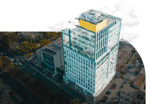 Aerial view of the office tower housing TP’s Magdalena location in Lima, Peru.