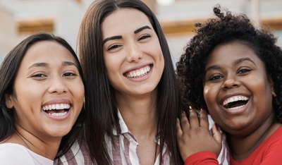 Happy women smiling 