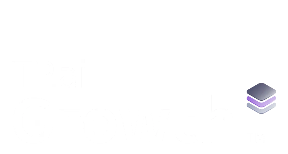 TP.ai Growth white logo.