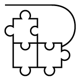 Interlocking puzzle pieces icon representing integration and collaborative solutions.