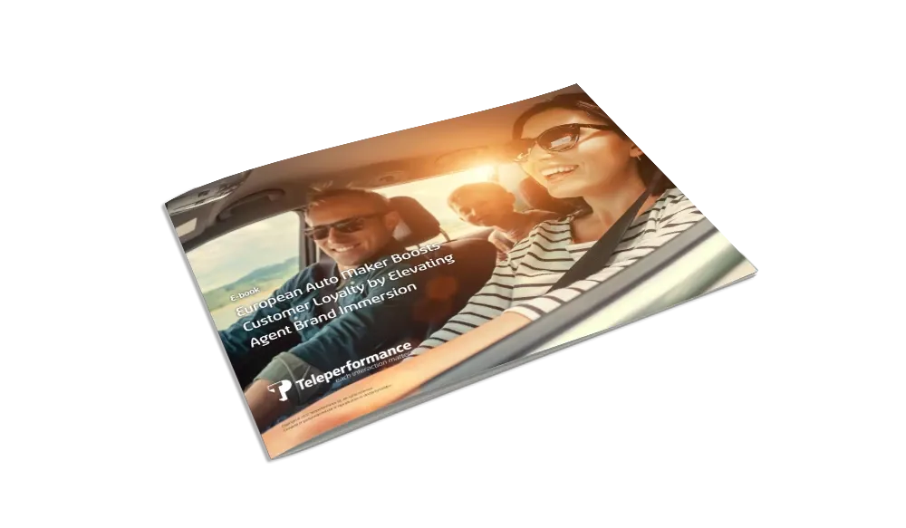 E-Book: European Auto Maker Boosts Customer Loyalty by Elevating Agent Brand Immersion white paper mockup. 