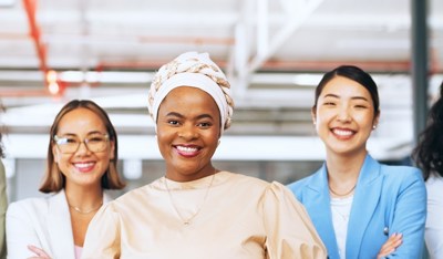 Diverse group of smiling woman