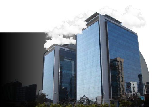 Glass office towers housing TP’s San Isidro location in Lima, Peru.