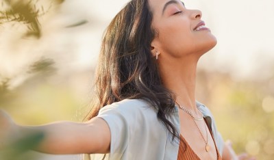Lady breathing fresh air 