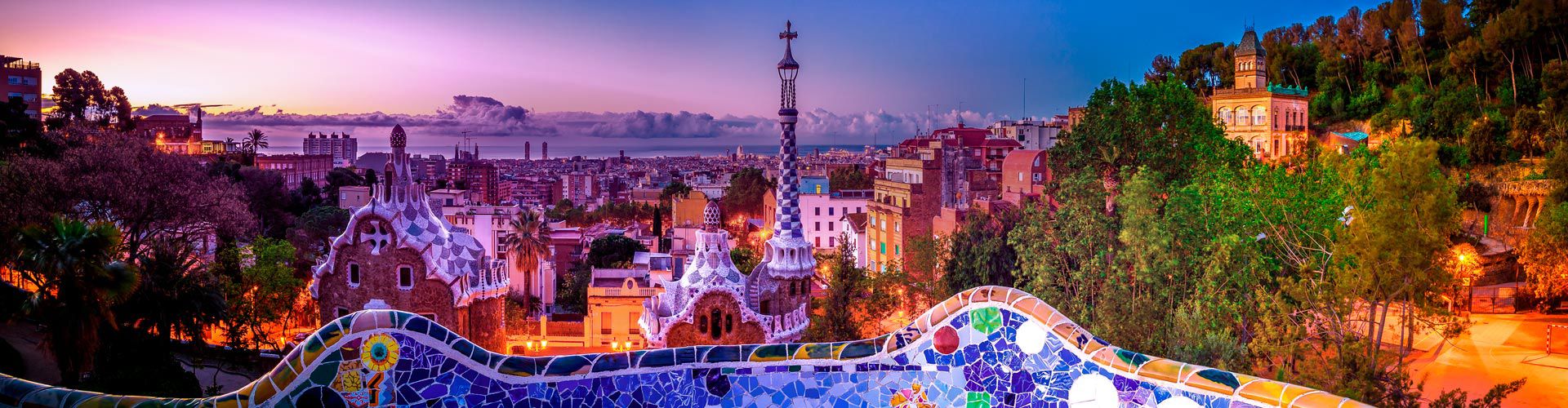 Barcelona cityscape viewed from Park Güell in Spain.