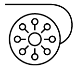 Icon depicting interconnected points symbolizing network connectivity.